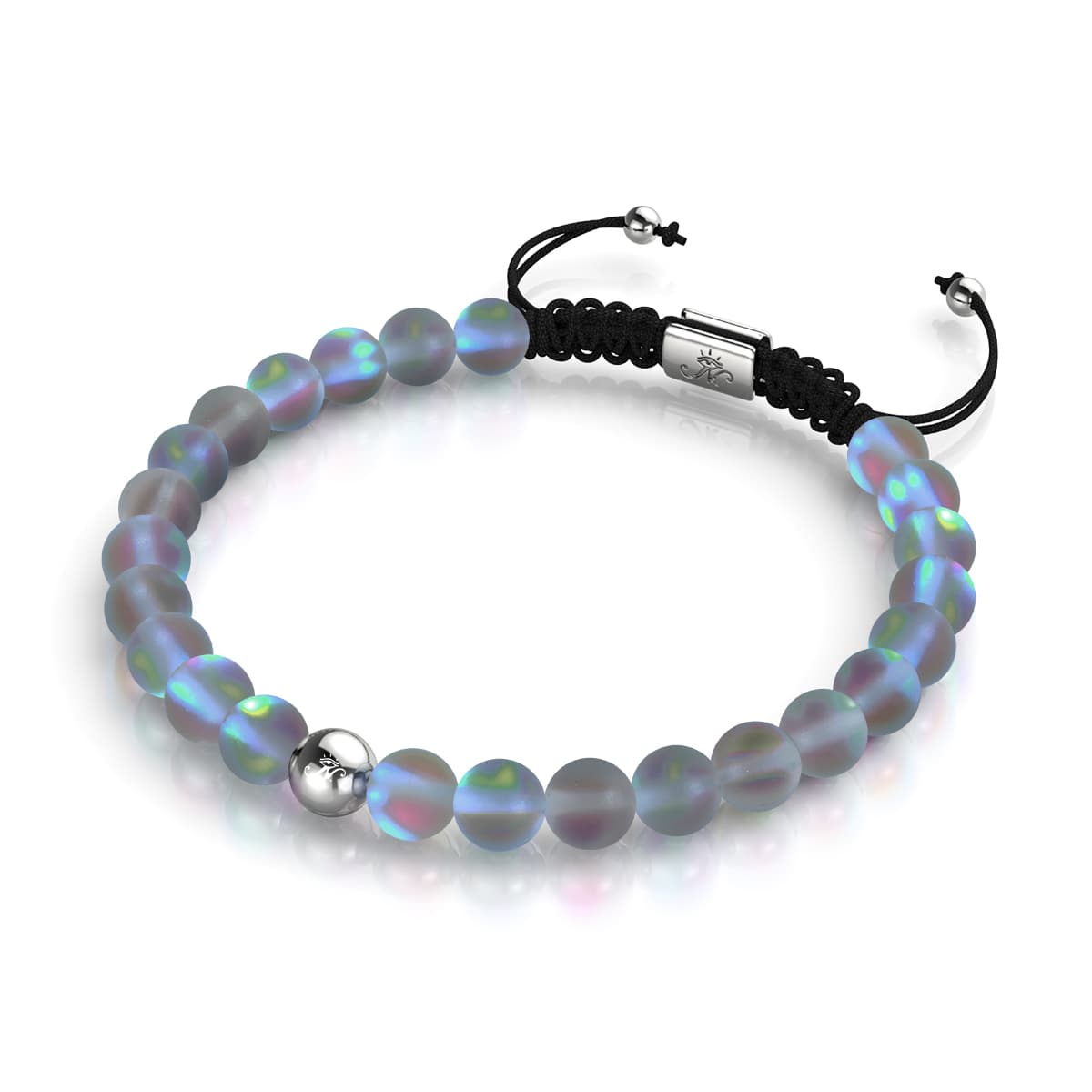 Gris | Argent | Bracelet de perles de macramé en verre de sirène